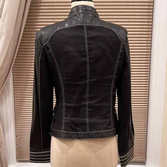 CC Couture Linen and Leather Zip Up Jacket - Picture 3 of 7